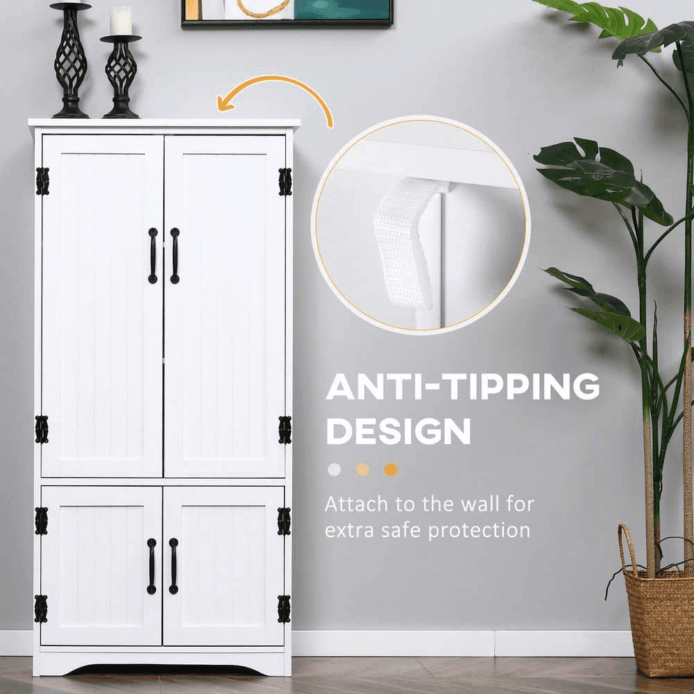 HOMCOM White Freestanding Kitchen Pantry Cabinet image 4
