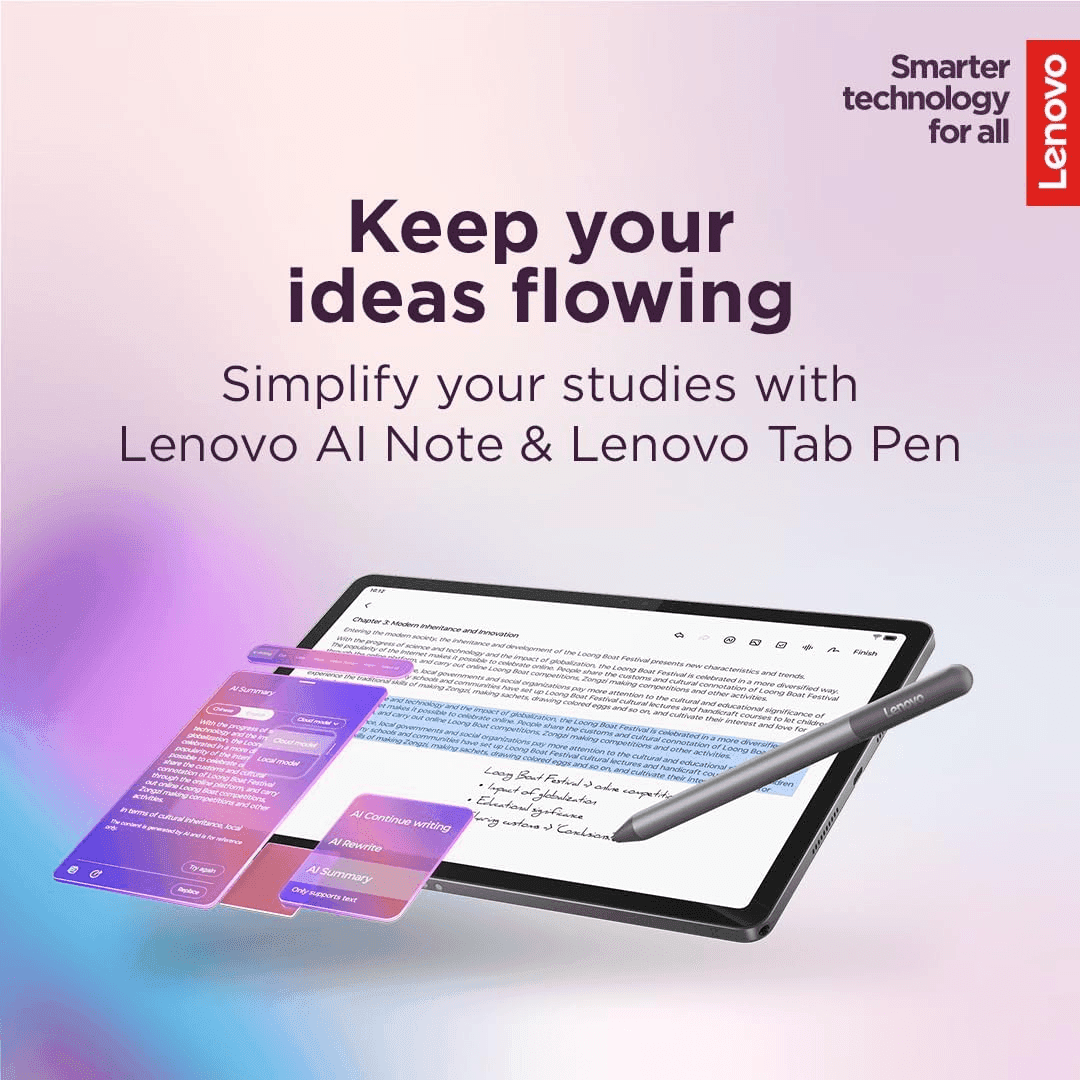 Lenovo Idea Tab 11-Inch 2.5K Tablet, 8GB/256GB with Pen and Folio image 4