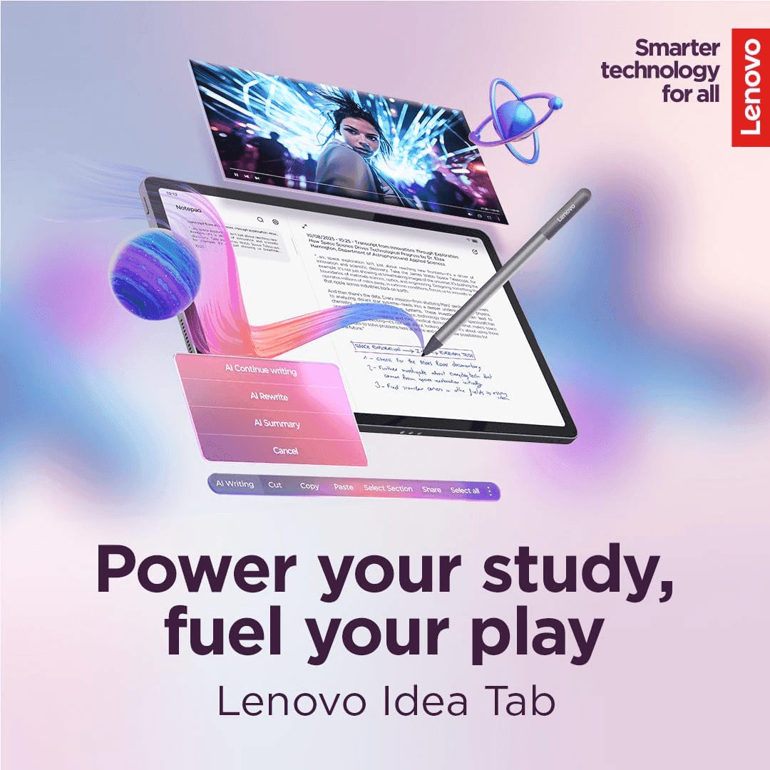 Lenovo Idea Tab 11-Inch 2.5K Tablet, 8GB/256GB with Pen and Folio image 2