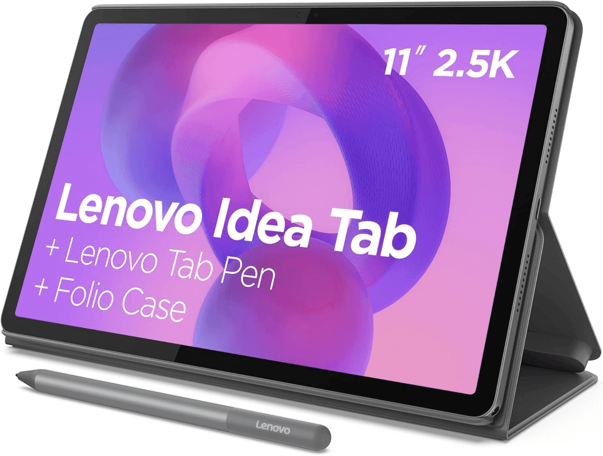 Lenovo Idea Tab 11-Inch 2.5K Tablet, 8GB/256GB with Pen and Folio