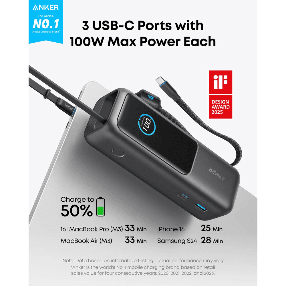 Anker A1695 25,000mAh 165W USB-C Power Bank image 4