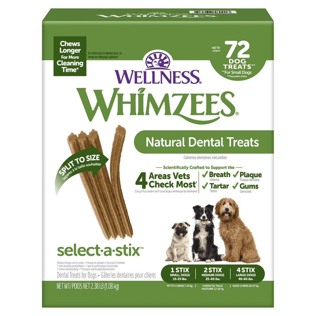 Whimzees Natural Dental Chew Sticks, 72 Count