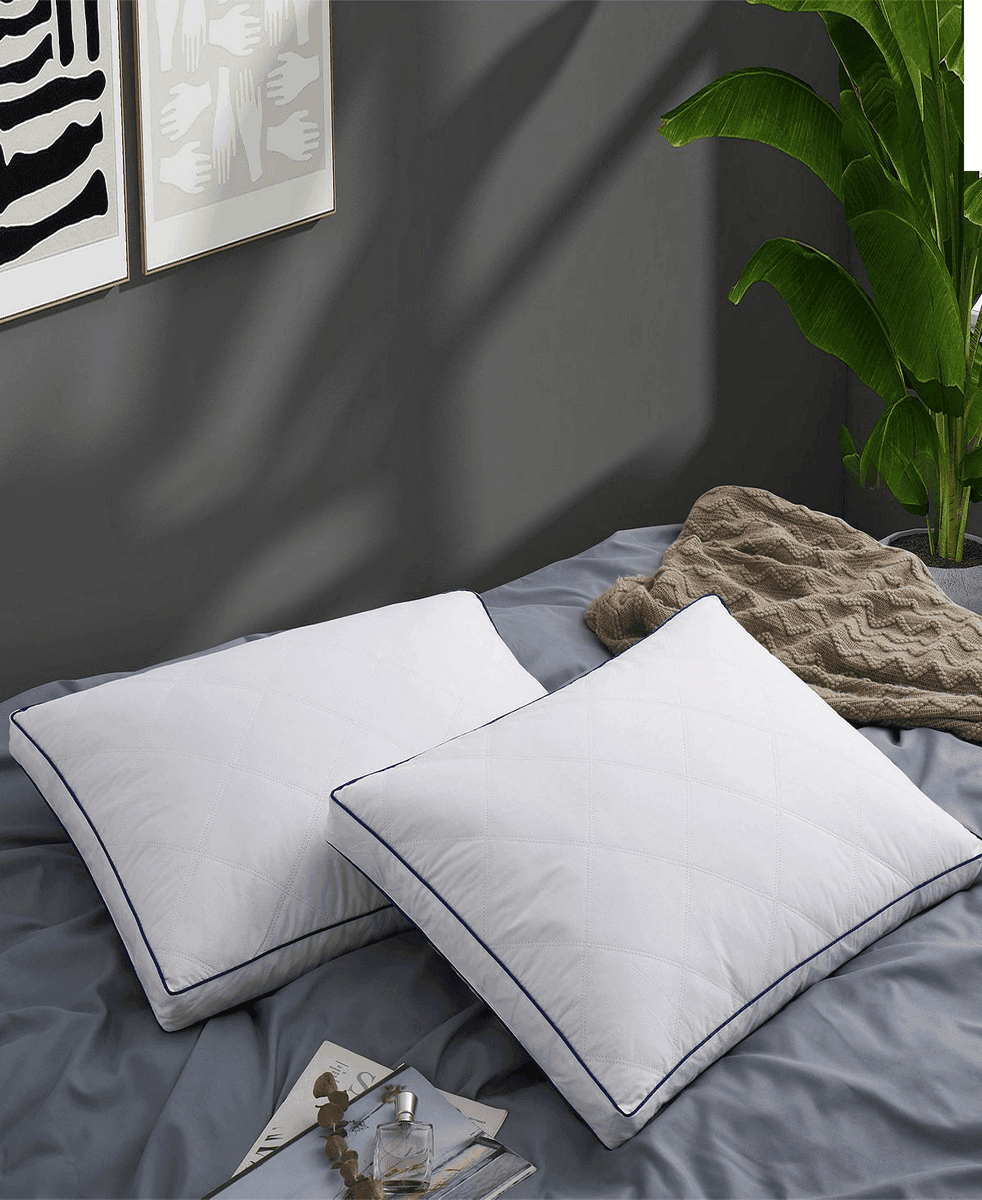 UNIKOME Goose Feather Down Pillows, King, White, 2 Pack image 2