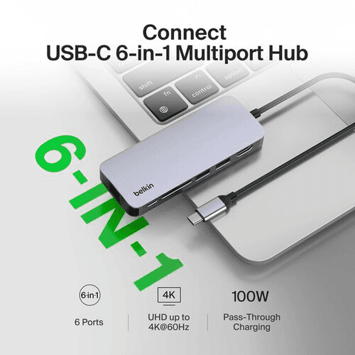 Belkin CONNECT USB-C 6-in-1 Multiport Hub V2 image 3