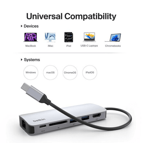 Belkin CONNECT USB-C 6-in-1 Multiport Hub V2 image 4