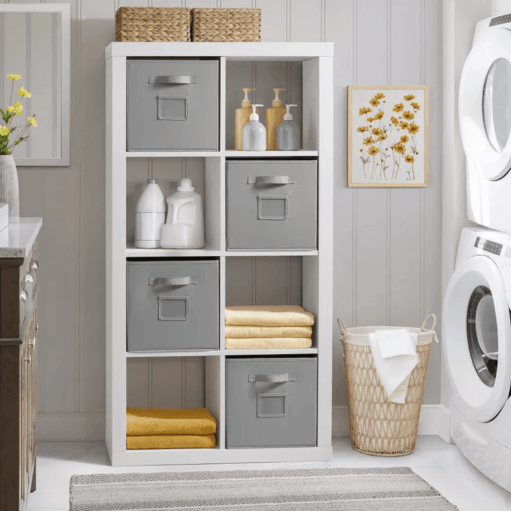 Onin Room Divider with 8 Storage Bins - White image 5