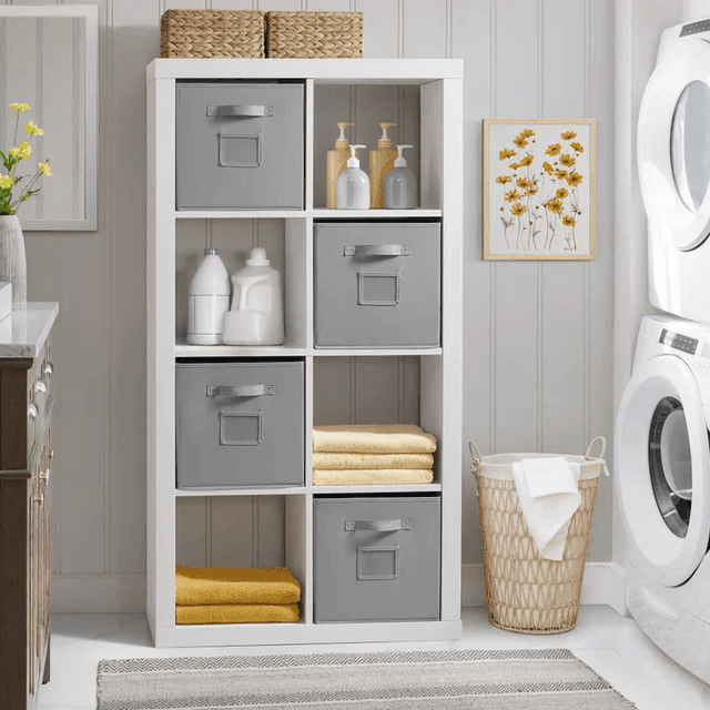 Onin Room Divider with 8 Storage Bins - White image 5