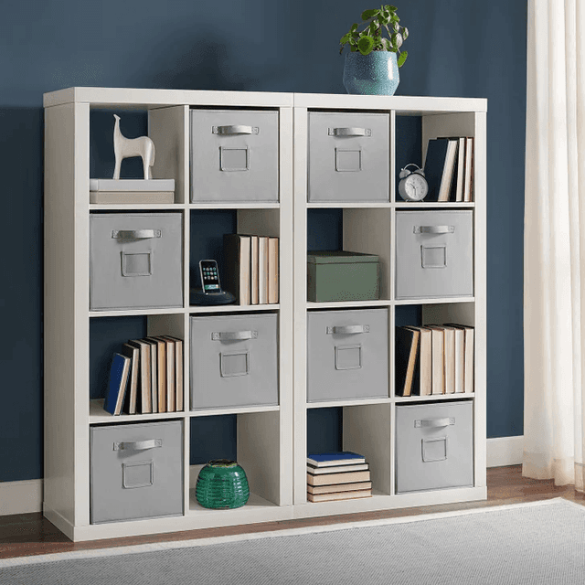 Onin Room Divider with 8 Storage Bins - White image 4