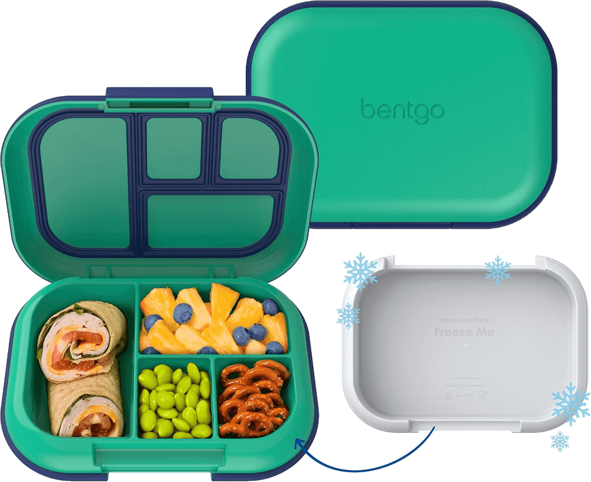 Bentgo Chill Kids 4-Compartment Bento Lunch Box - Green/Navy