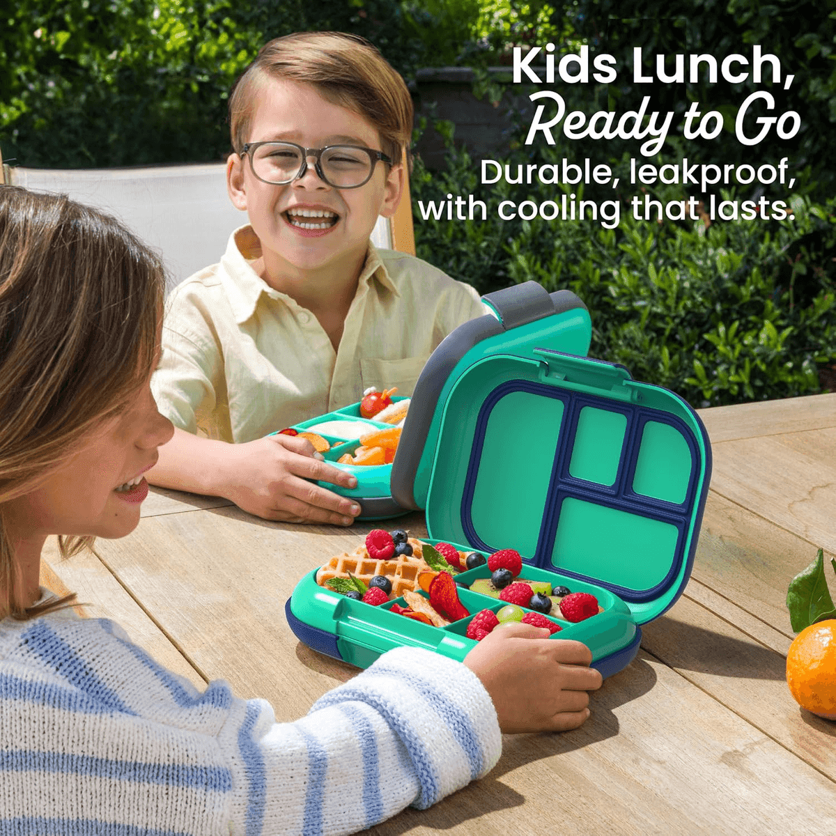Bentgo Chill Kids 4-Compartment Bento Lunch Box - Green/Navy image 4
