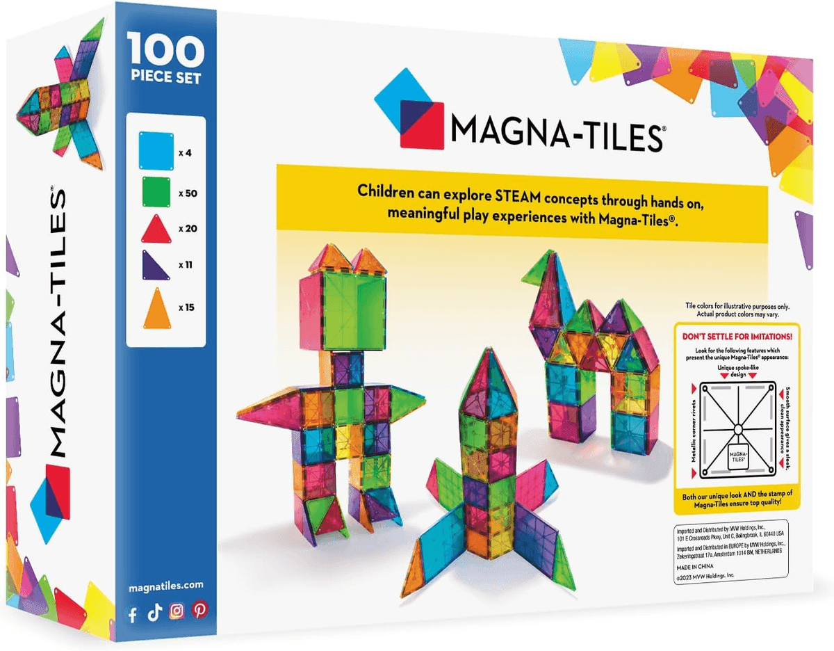 MAGNA-TILES Classic 100-Piece Magnetic Construction Set image 2