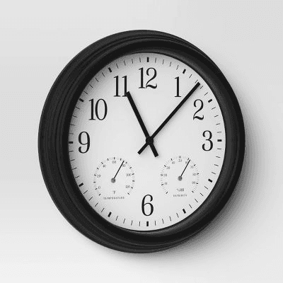 15" Outdoor Wall Clock Charcoal Gray - Threshold image 4