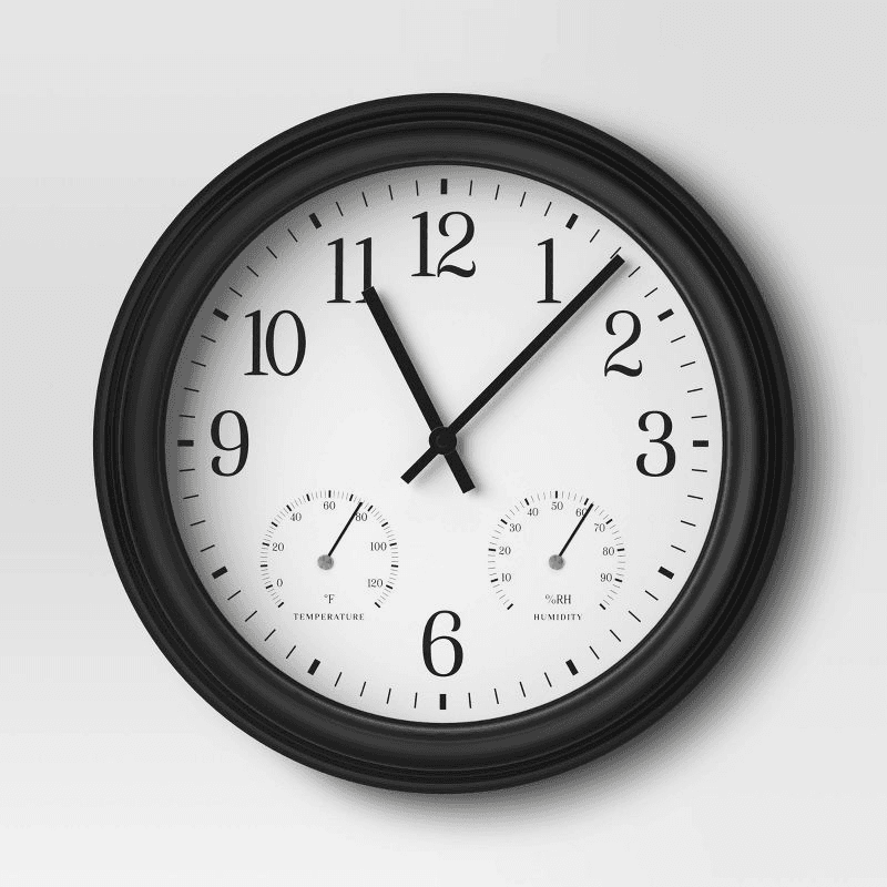 15" Outdoor Wall Clock Charcoal Gray - Threshold