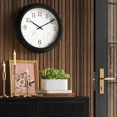 15" Outdoor Wall Clock Charcoal Gray - Threshold image 3