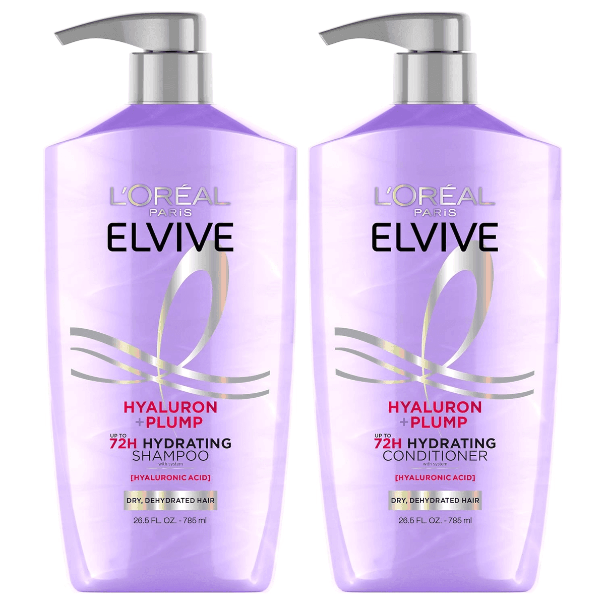 L'Oreal Paris Elvive Hyaluron Plump Shampoo & Conditioner Set, 53 fl oz