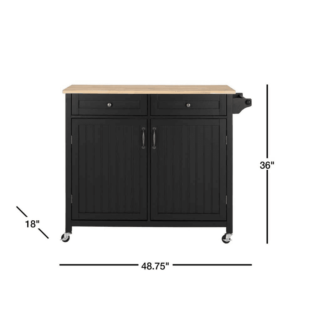 StyleWell Bainport Rolling Kitchen Cart with Butcher Block Top image 3
