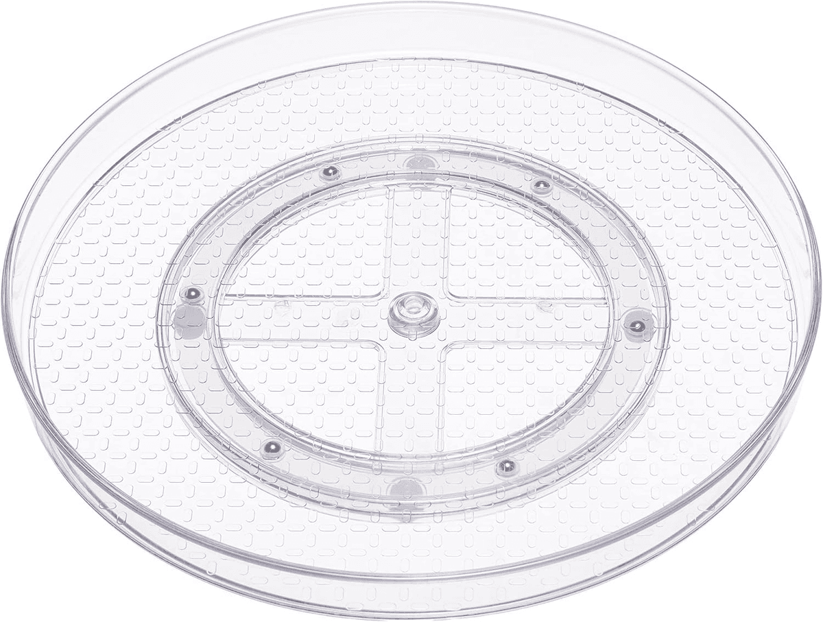 Amazon Basics Clear Lazy Susan Turntable Organizer 12-Inch 2-Pack