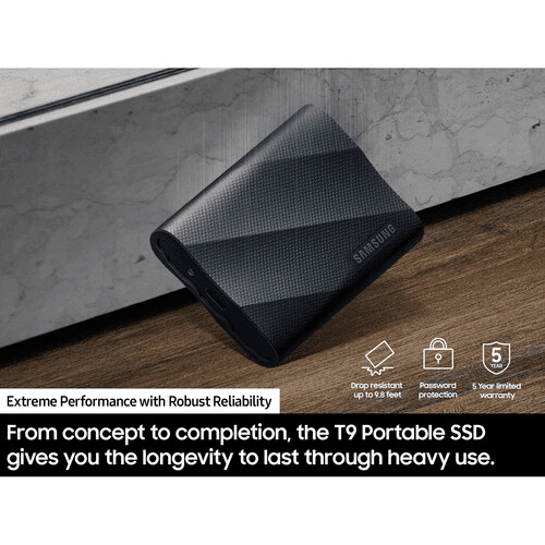 Samsung 2TB T9 Portable SSD (Black) image 5