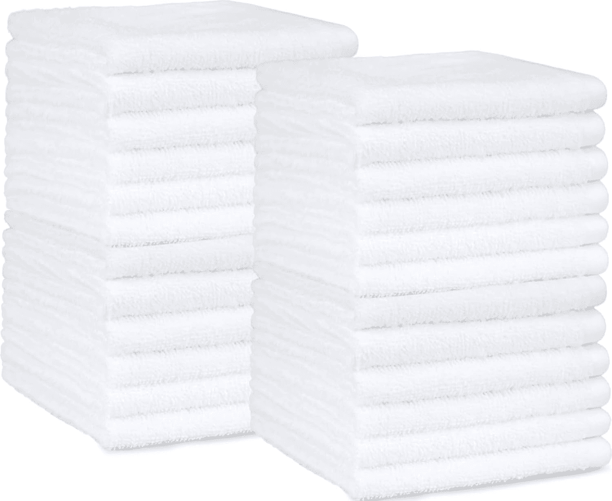 Amazon Basics 100% Cotton Washcloths - White, 60-Pack