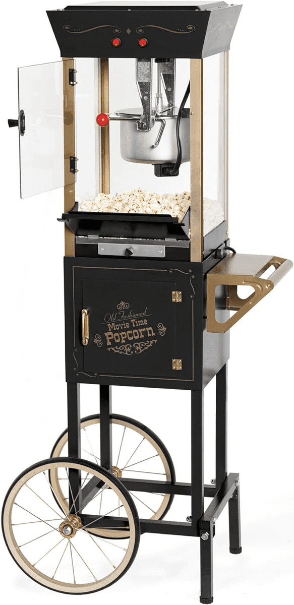 Nostalgia 8-Oz Kettle Popcorn Maker Cart - Black image 2