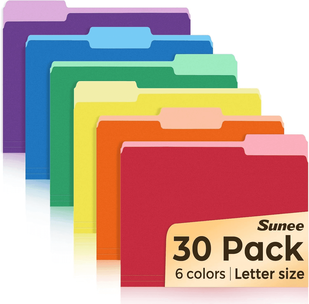 SUNEE Colored File Folders, 30 Pack - Letter Size