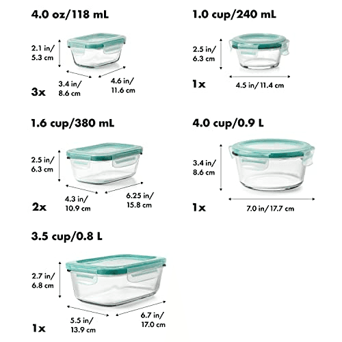 OXO Good Grips 16-Piece Glass Smart Seal Container Set - Teal image 2