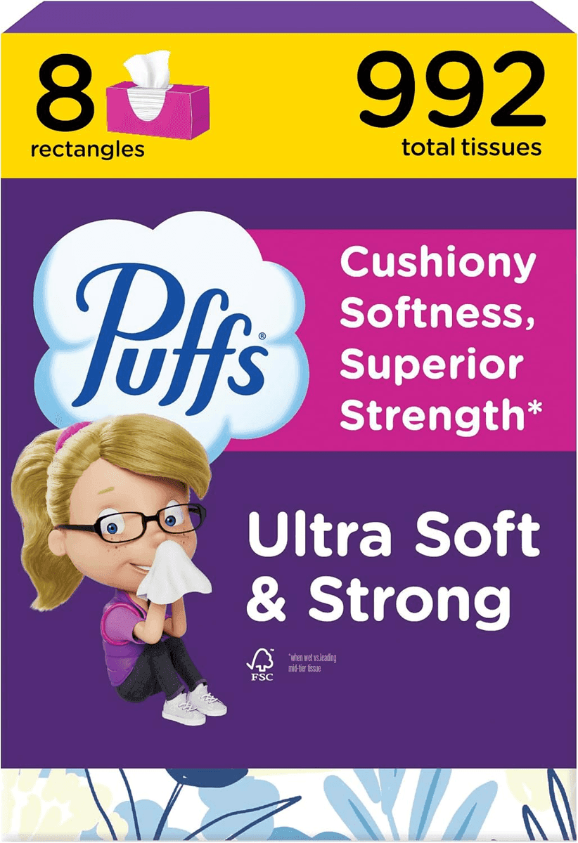Puffs Ultra Soft Facial Tissues - 8 Boxes, 992 Total