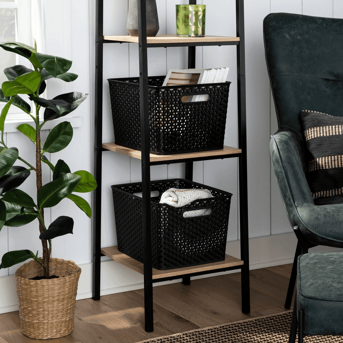 Brightroom Large Y-Weave Storage Basket - Black image 2