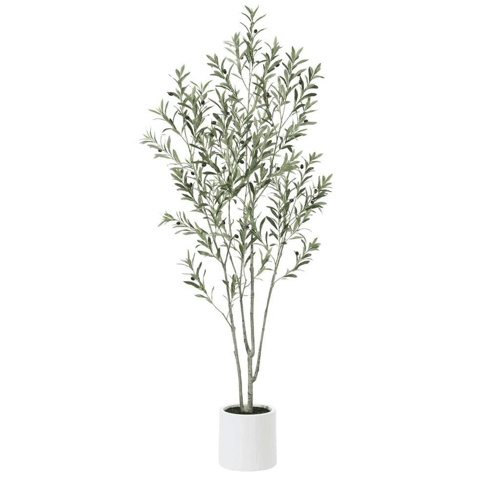 DR.Planzen 7-Ft. Artificial Olive Tree with White Planter