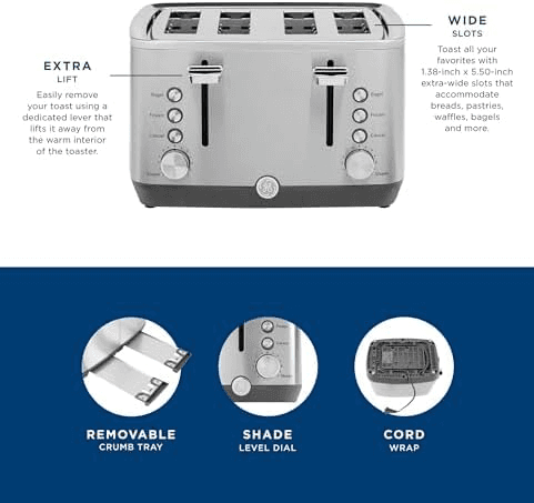 GE Stainless Steel 4-Slice Toaster image 3