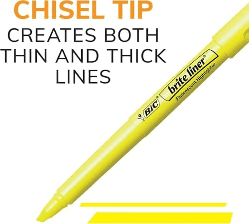 BIC Brite Liner Chisel Tip Highlighters, Assorted Colors, 12 Count image 2