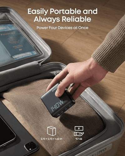 Anker 140W 4-Port GaN Charger with Smart Display and USB-C Cable image 5