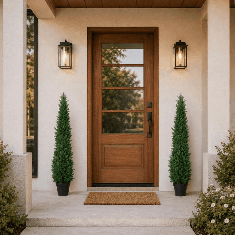 DR.Planzen 5-Foot Artificial Cedar Trees, Set of 2