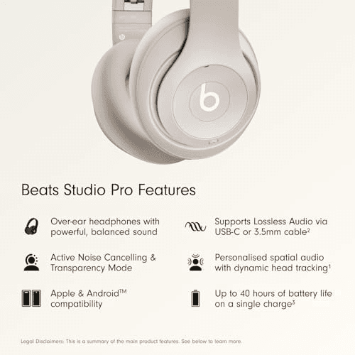 Beats Studio Pro Wireless Over-Ear Headphones, Sandstone image 2
