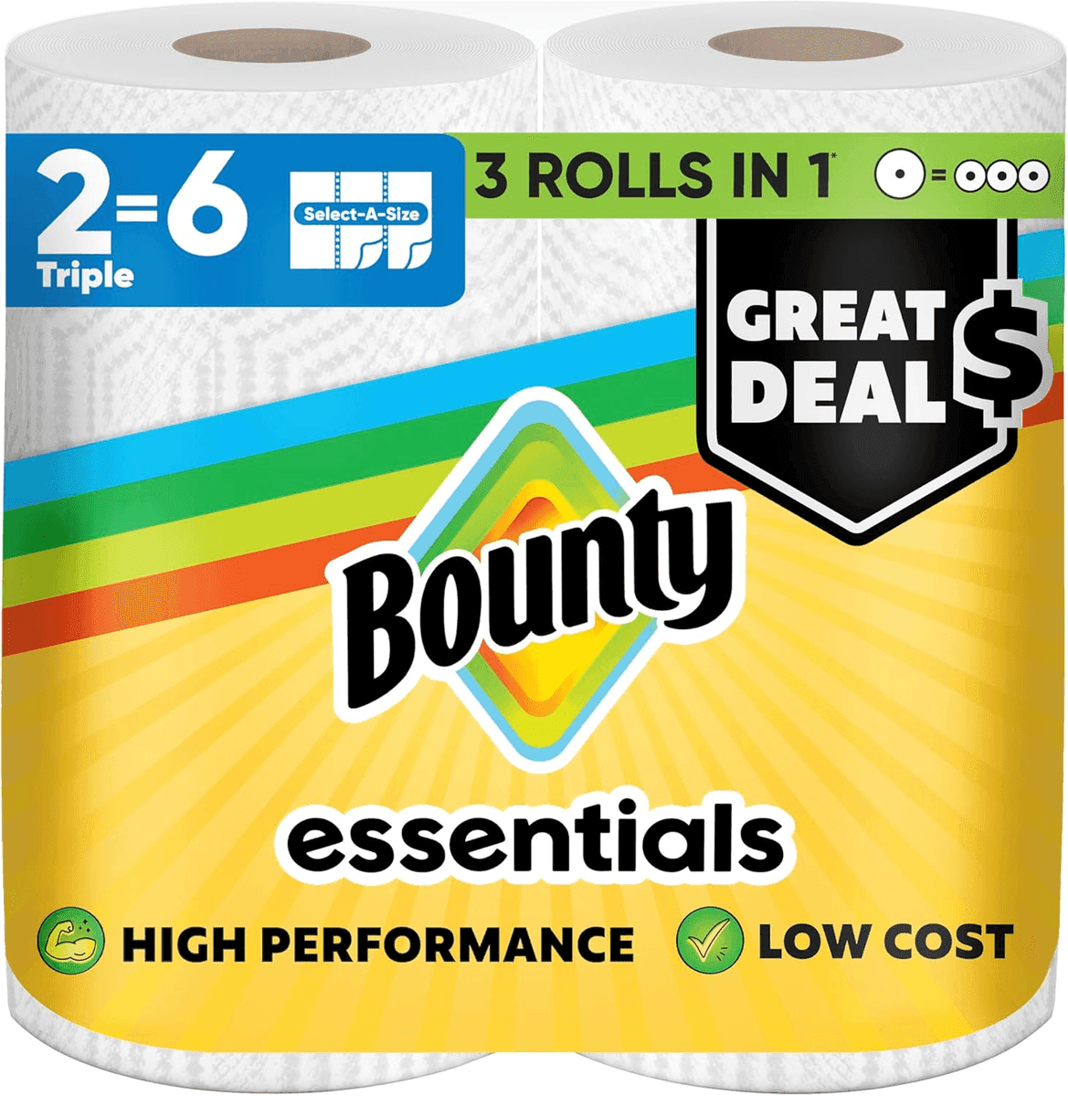 Bounty Essentials Select-A-Size Paper Towels, 2 Triple Rolls