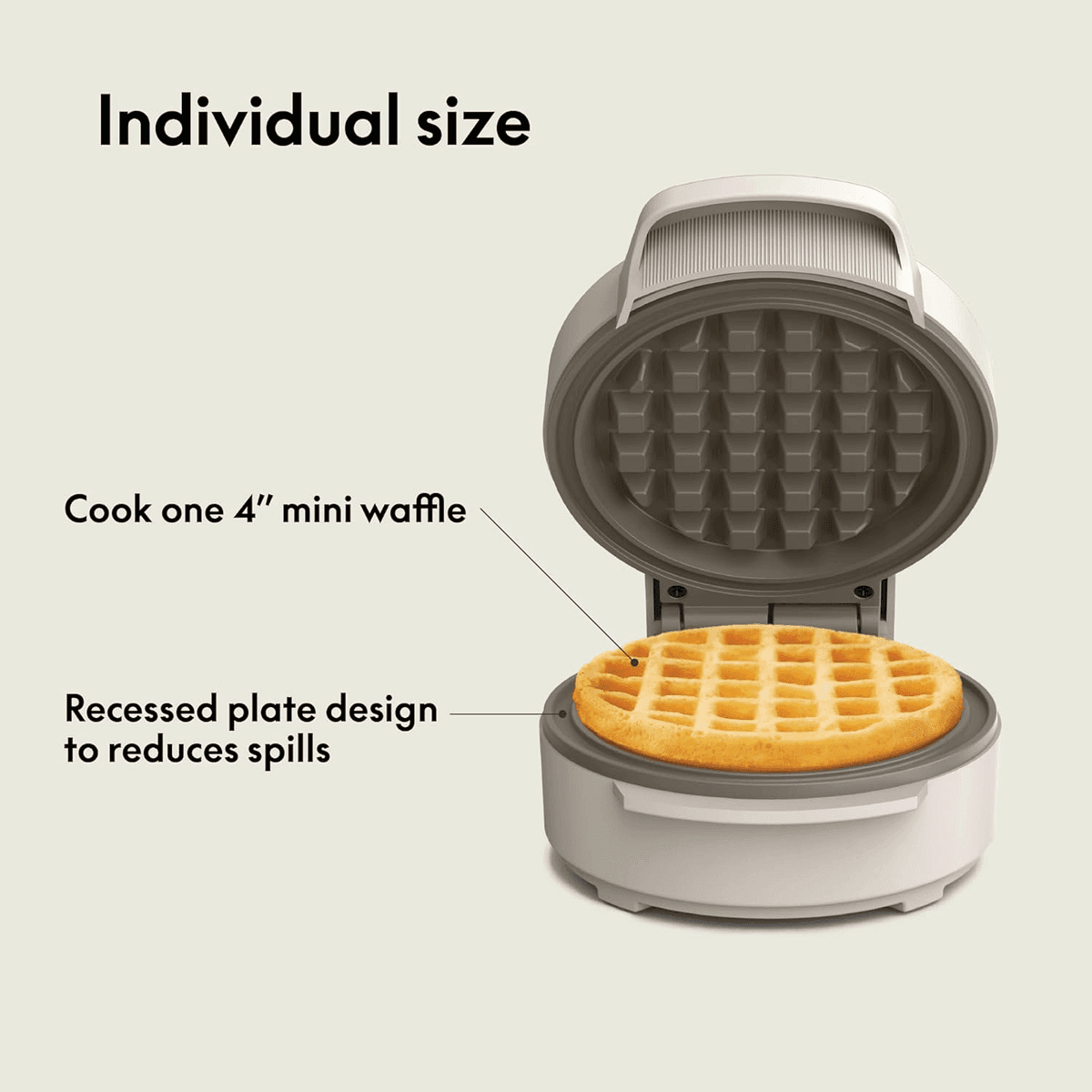 BELLA Stack & Store 4-Inch Mini Waffle Maker – Oatmilk image 4