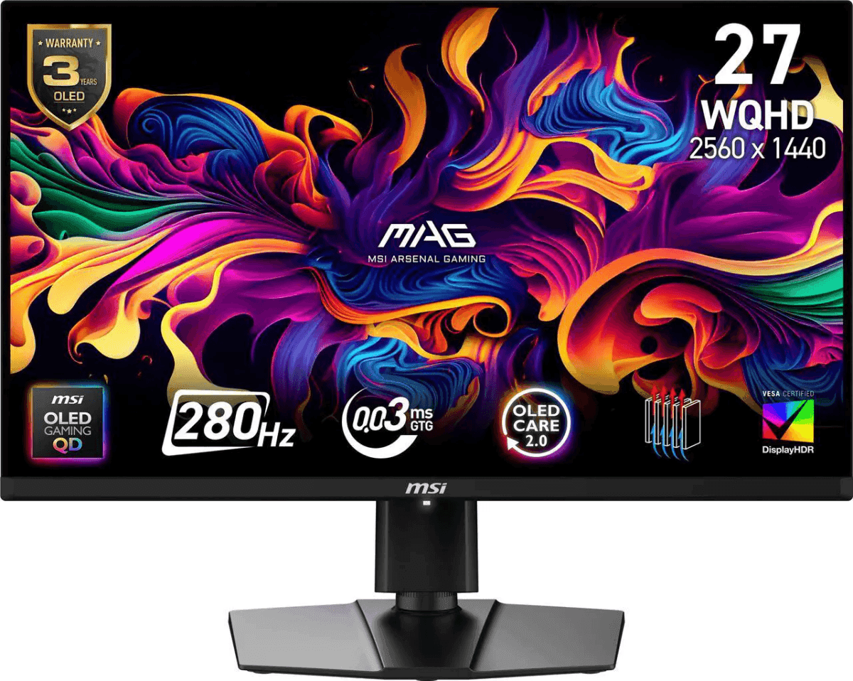 MSI MAG 271QP QD-OLED X28 27-Inch 1440p 280Hz Gaming Monitor