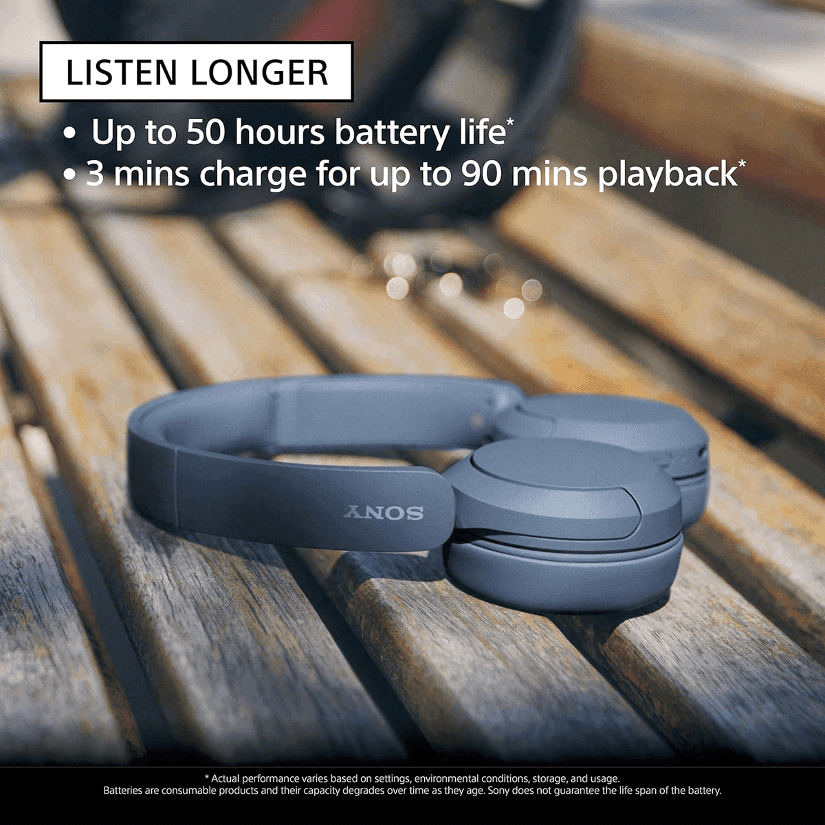 Sony WH-CH520 Wireless On-Ear Headphones, Blue image 2