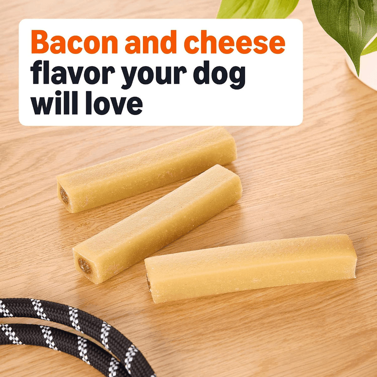 Amazon Basics Bacon & Cheese Double Chew Dog Treats, 8 Count image 2