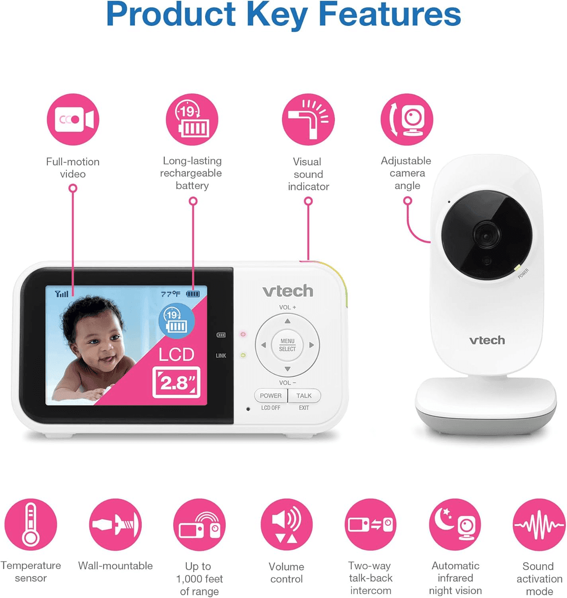 VTech VM819 No-WiFi Video Baby Monitor image 2