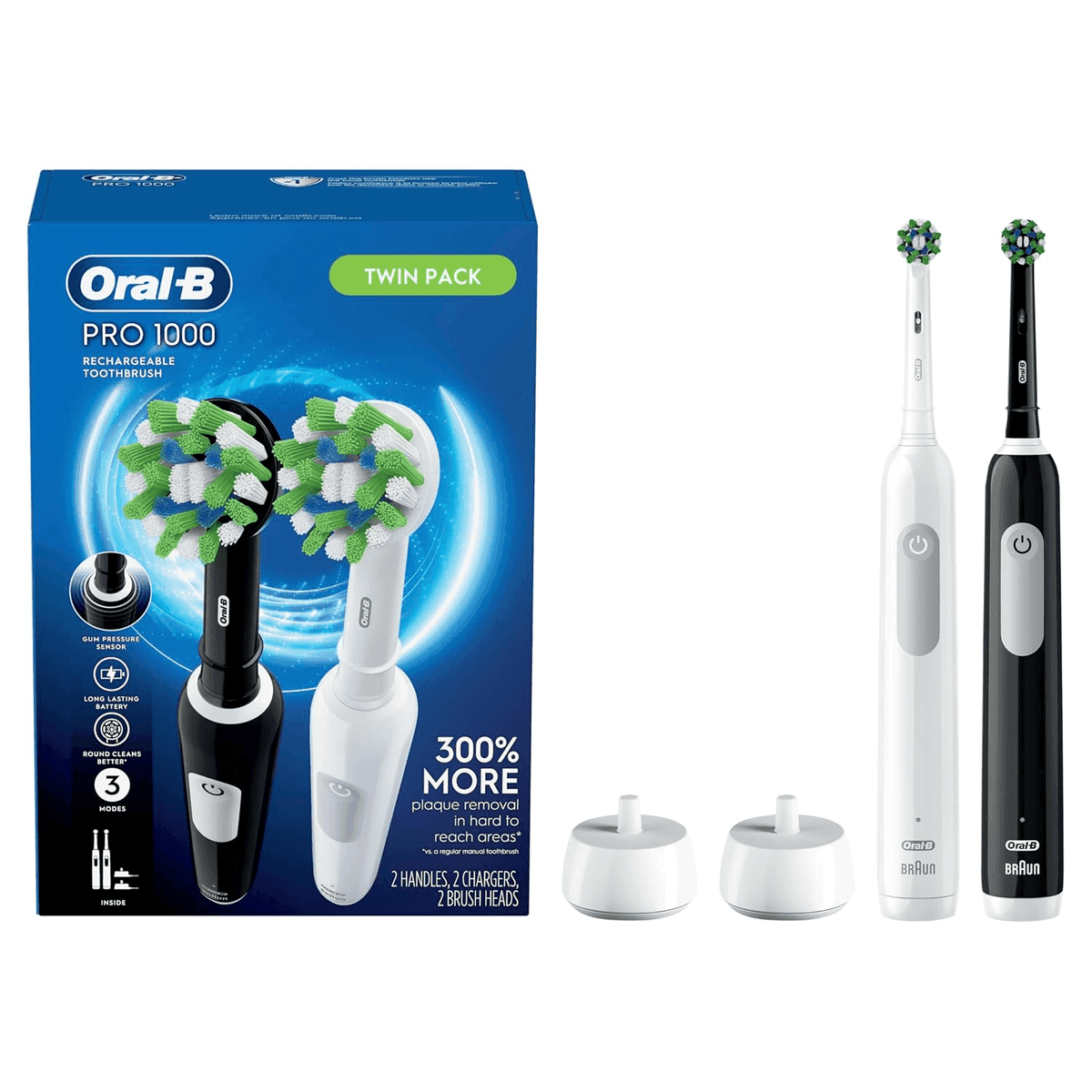 Oral-B Pro 1000 CrossAction Electric Toothbrush 2-Pack