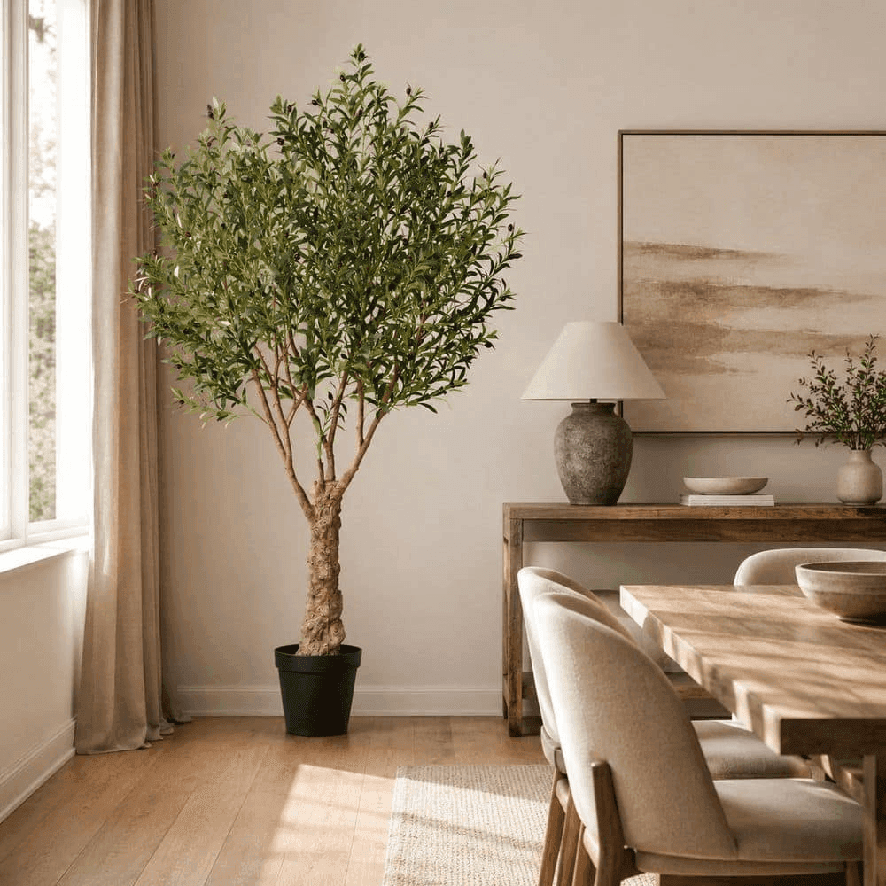 DR.Planzen 7-Ft. UV-Resistant Artificial Olive Tree - Black Planter image 2