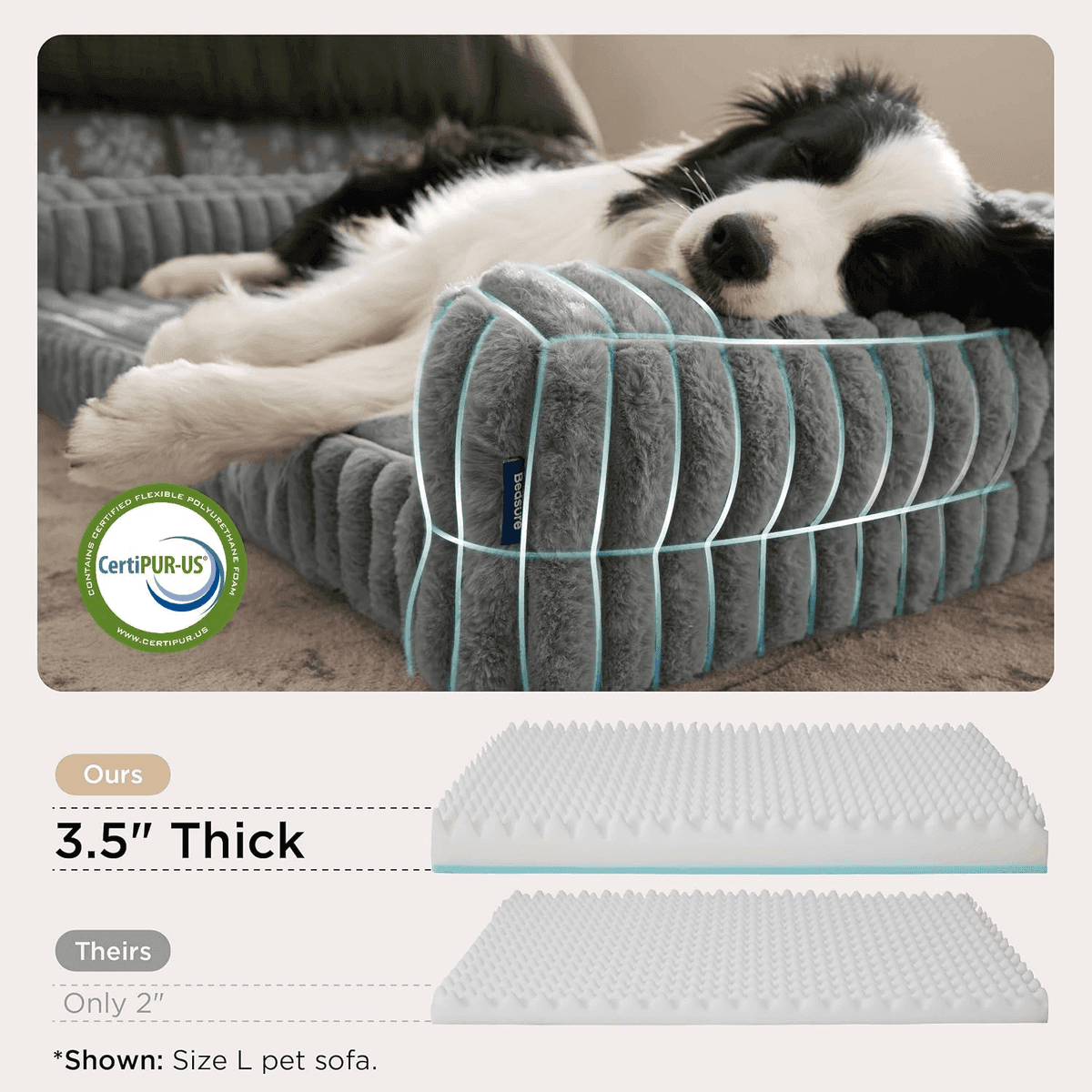 [Prime] Bedsure ComfyFleece 42-Inch XL Orthopedic Dog Bed - Grey image 3