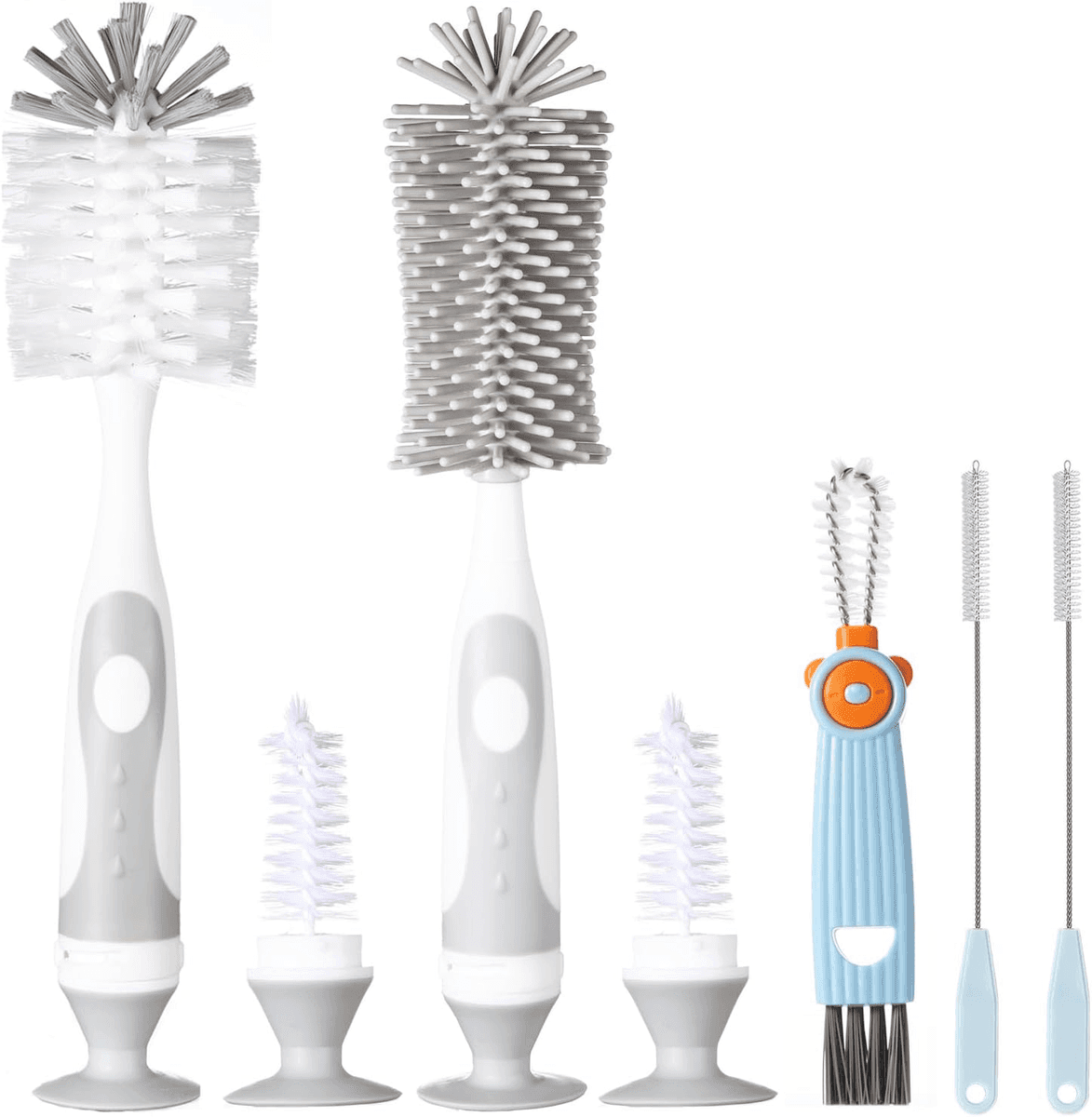 Ariseno 5-in-1 Baby Bottle Cleaner Brush Set, Grey