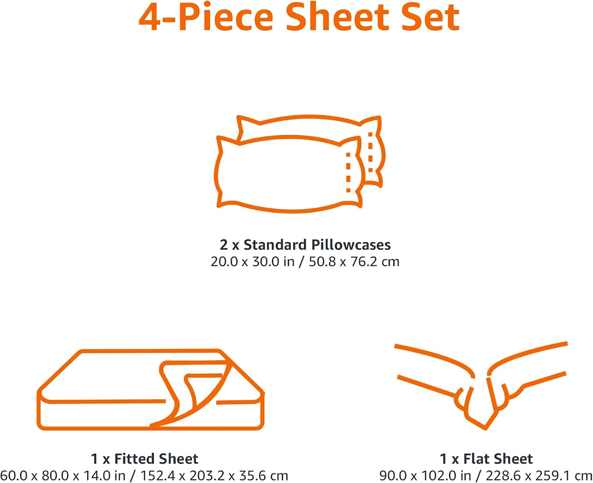 Amazon Basics Microfiber Queen Sheet Set - Bright White, 4-Piece image 5
