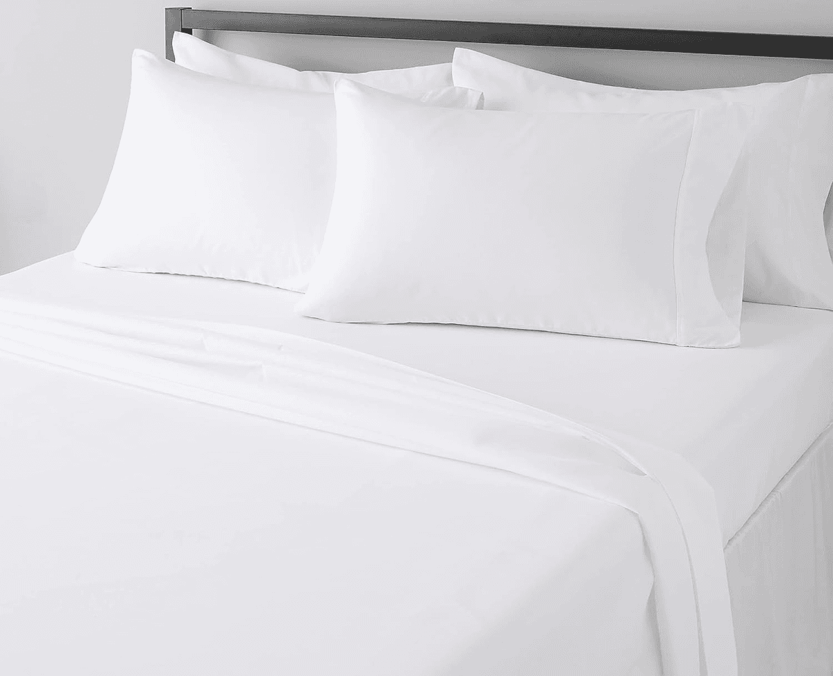 Amazon Basics Microfiber Queen Sheet Set - Bright White, 4-Piece