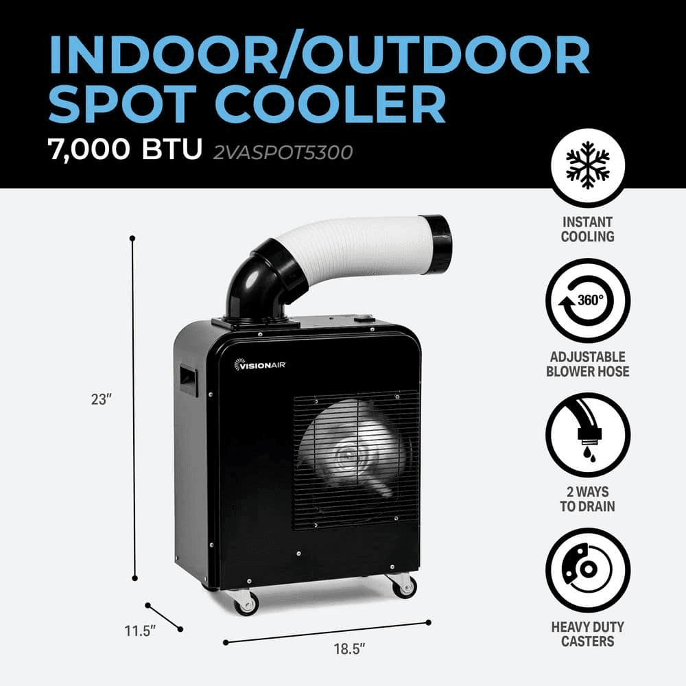 VISIONAIR 7,000 BTU Portable Indoor/Outdoor Spot Cooler image 3