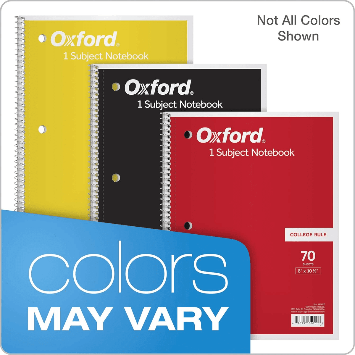 Oxford 1-Subject College-Ruled Spiral Notebooks, 6-Pack image 5