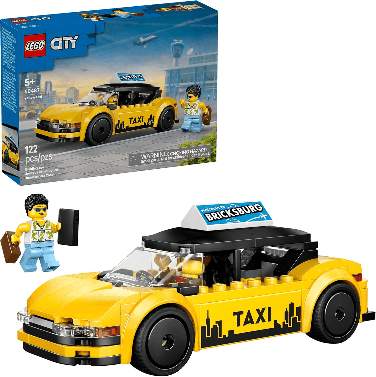 LEGO City Yellow Taxi Building Set 60487, 122 Pieces