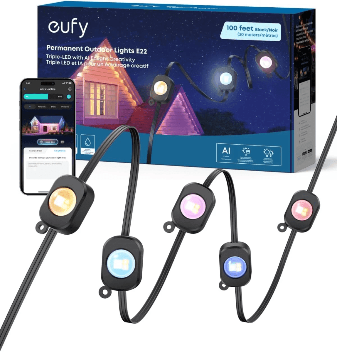 [Certified Refurbished] eufy E22 100ft Permanent Outdoor Lights